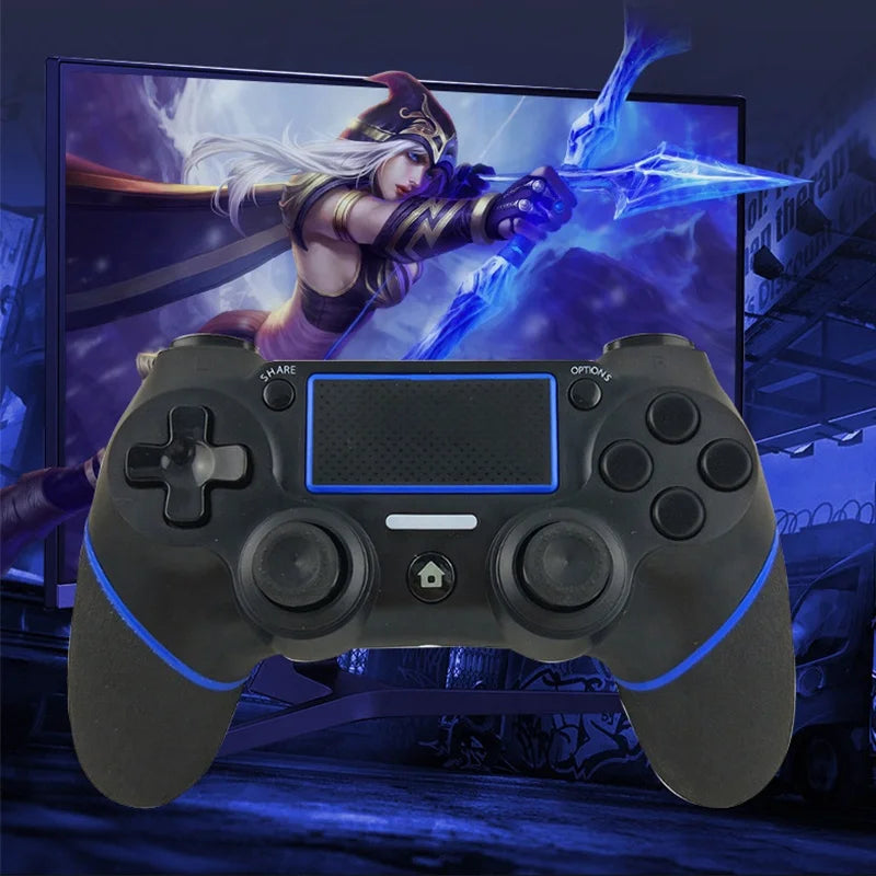 Hot Selling Double Shock Rubber Handle Game Controller for PS4 PS3 PC Wireless BT Gamepad Joystick